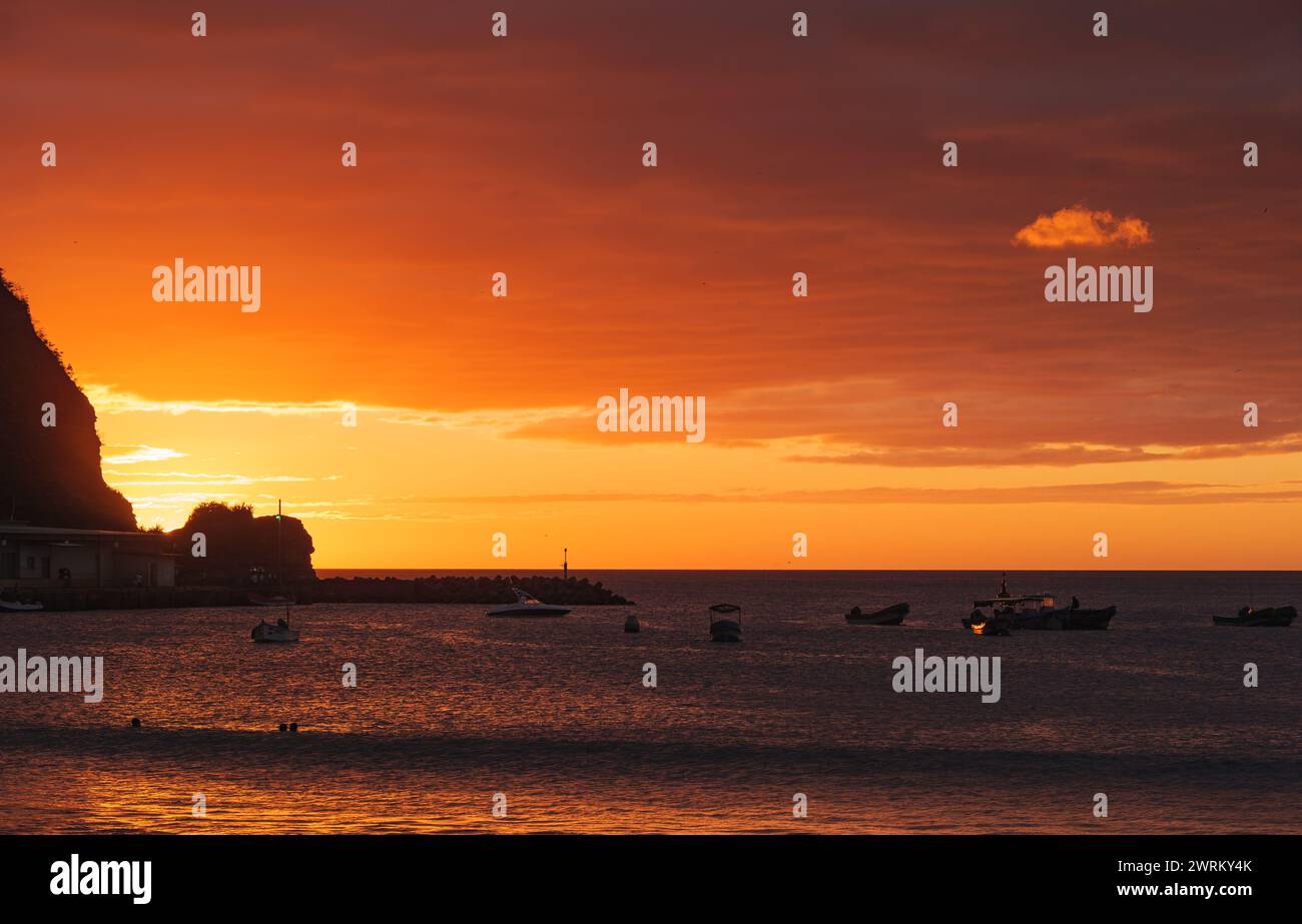 Sonnenuntergang am Strand in San Juan Del Sur, Nicaragua Stockfoto