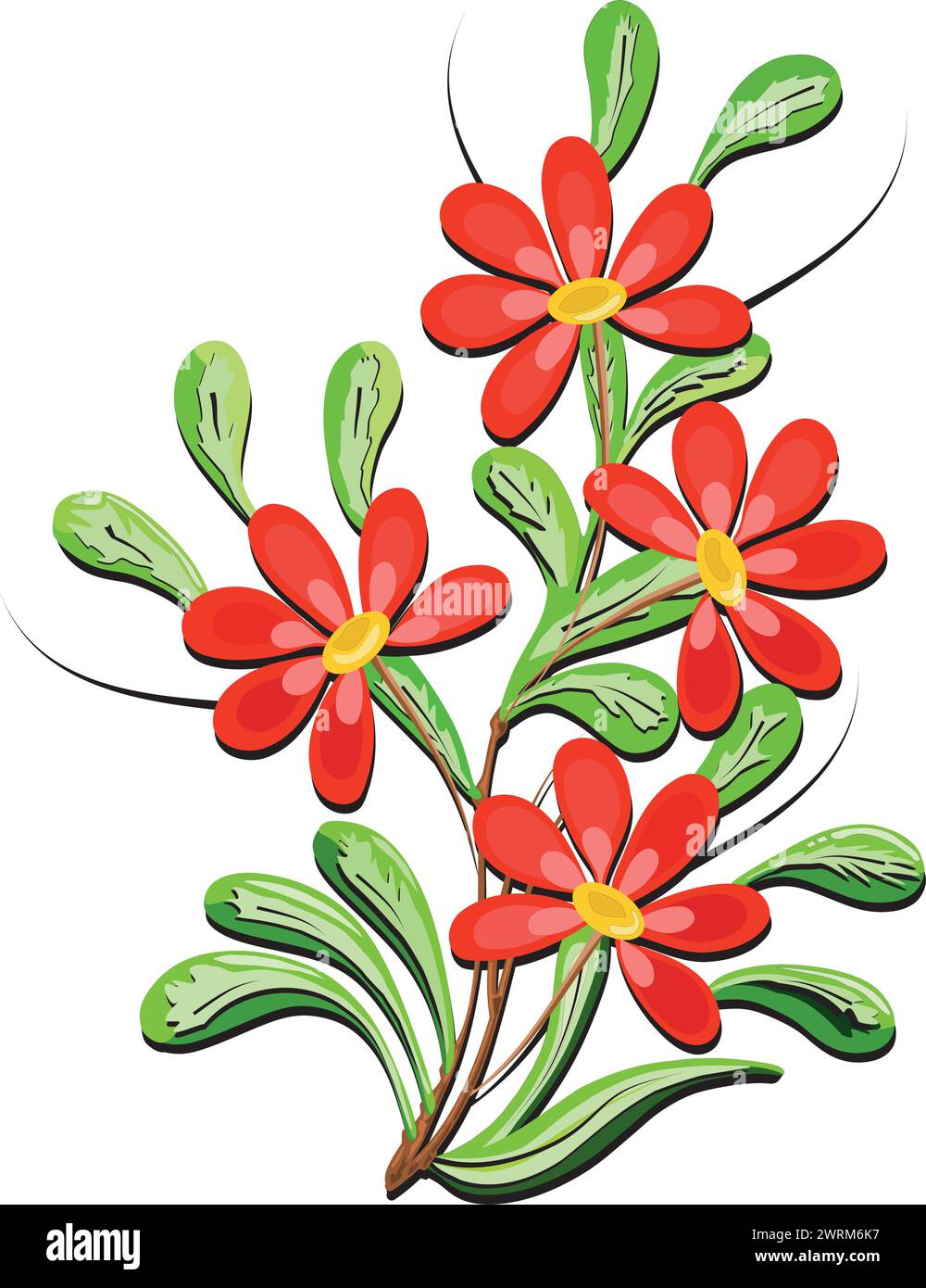 Illustration der roten Farbe schöne Blume Pflanze Design Vektor Kunst Stock Vektor