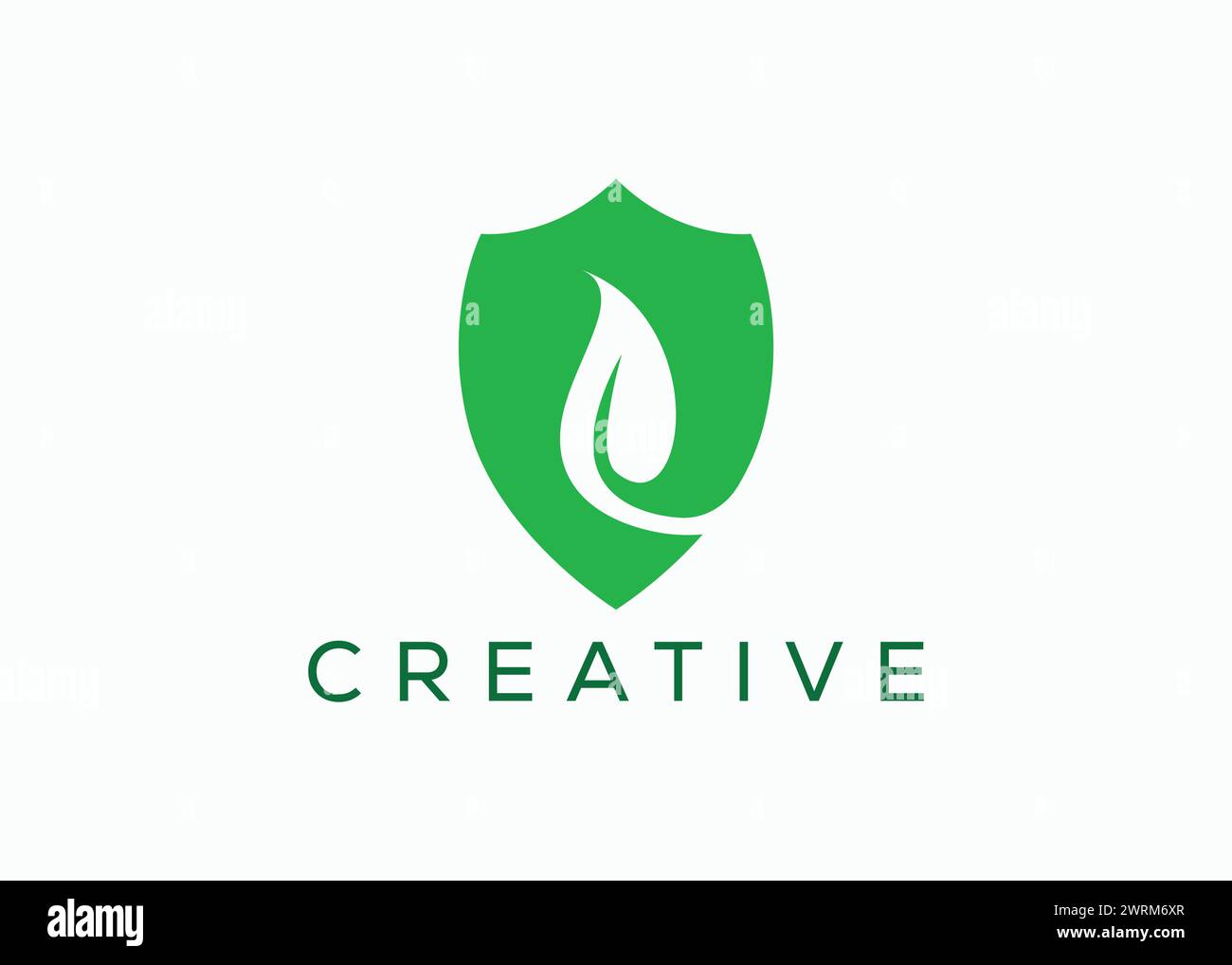 Kreative und minimale Shield Leaf-Logo-Vektorvorlage. Umweltfreundliches Sicherheitsblatt. Schützen Sie Leaf Eco. Umweltsicherheitslogo 6 Stock Vektor