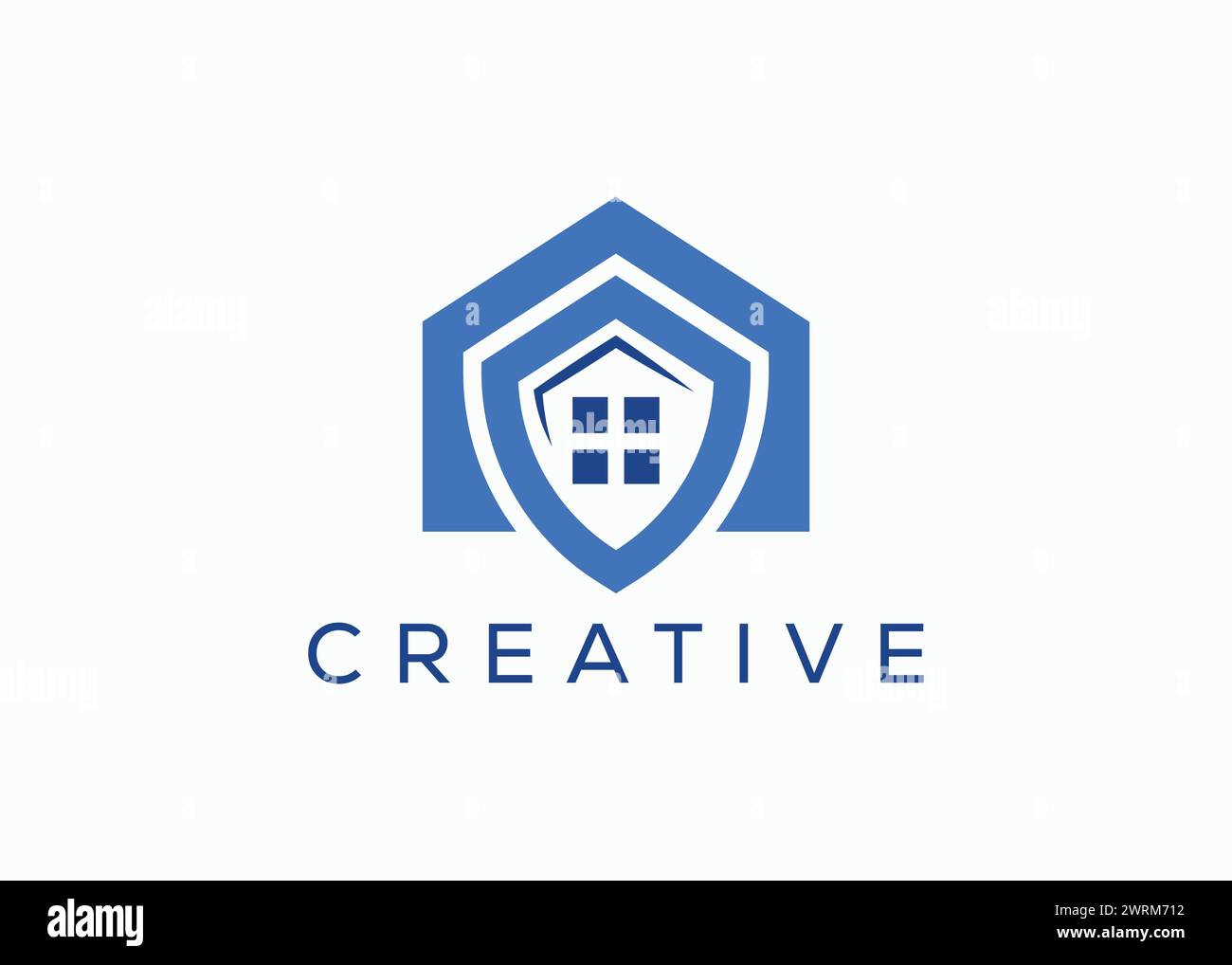 Creative and Minimal Shield Home Logo Vektorvorlage. Security Home. Schützen Sie Das Haus. Sicherheit zu Hause Stock Vektor
