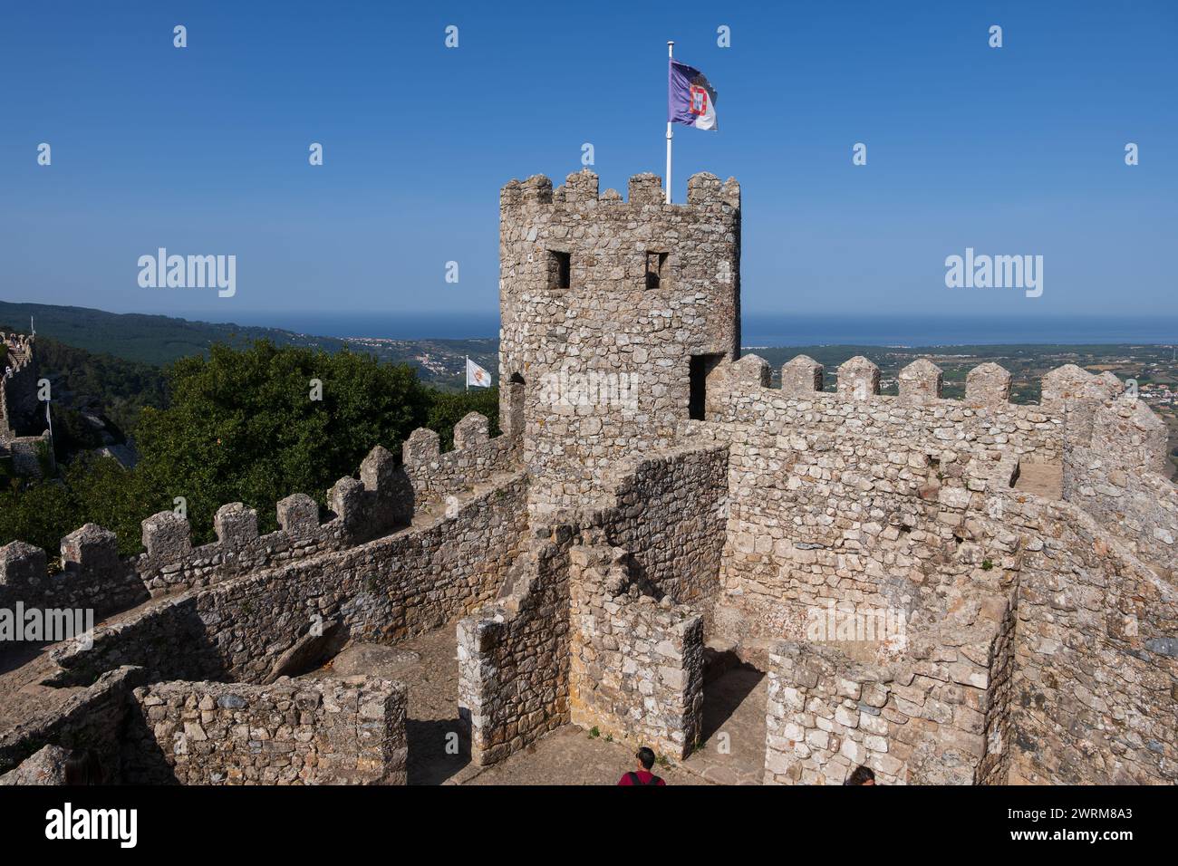 Das Schloss der Mauren (Castelo dos Mouros) in Sintra, Großraum Lissabon, Portugal. Mittelalterliche maurische Burg aus dem 8. Jahrhundert. Stockfoto