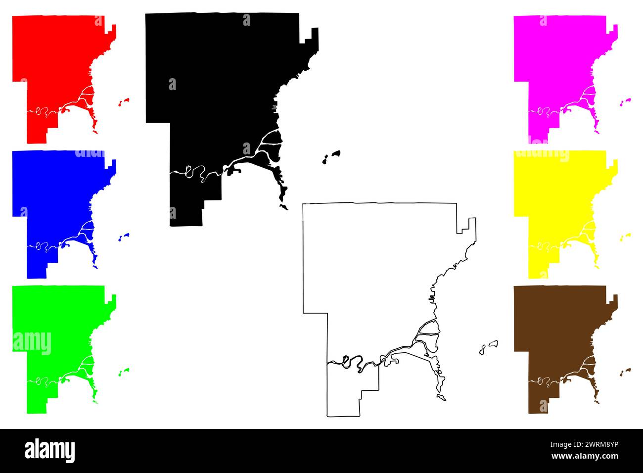 Thunder Bay City (Kanada, Provinz Ontario) Karte Vektor-Illustration, Scribble Skizze Thunder Bay Karte Stock Vektor