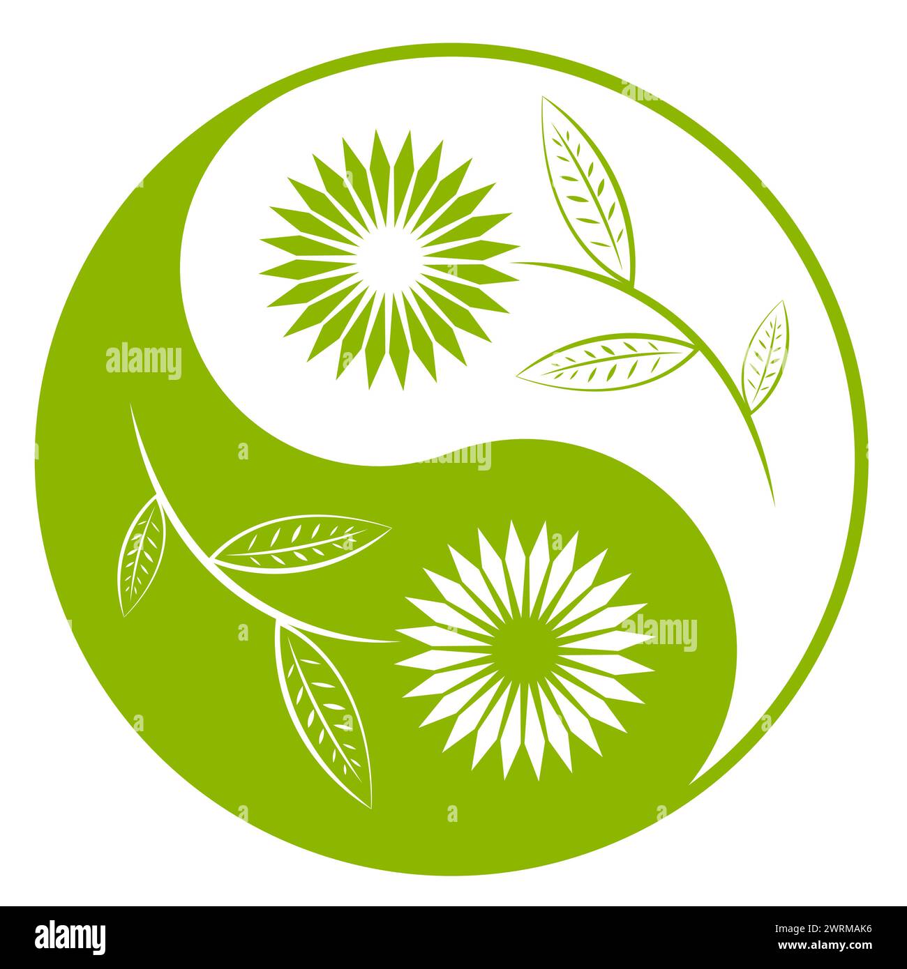 Yin Yang Symbol mit Blumen Vektor Design Stock Vektor