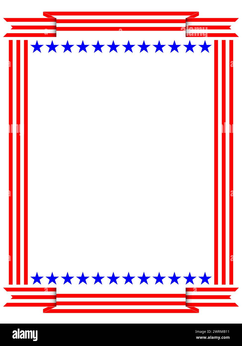 Amerikanische Flaggensymbole dekorativer festlicher Rahmen mit leerer Raum-Vektor-Illustration Stock Vektor
