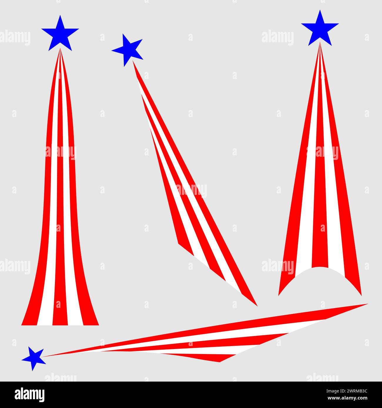 US-Flaggensymbole Sterne und Streifen Feuerwerk Symbole setzen Vektordesign Stock Vektor