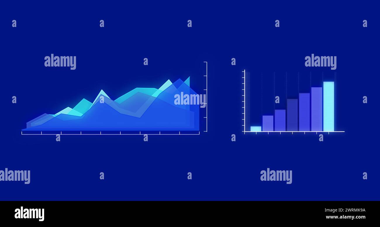 Bild der digitalen Schnittstelle und Datenverarbeitung auf dunklem Hintergrund Stockfoto