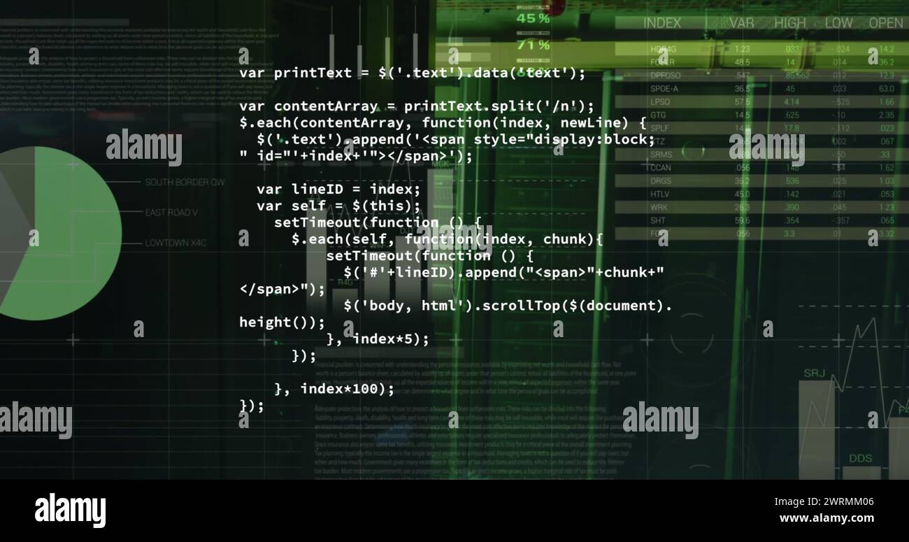 Bild der Datenverarbeitung über dem Serverraum Stockfoto
