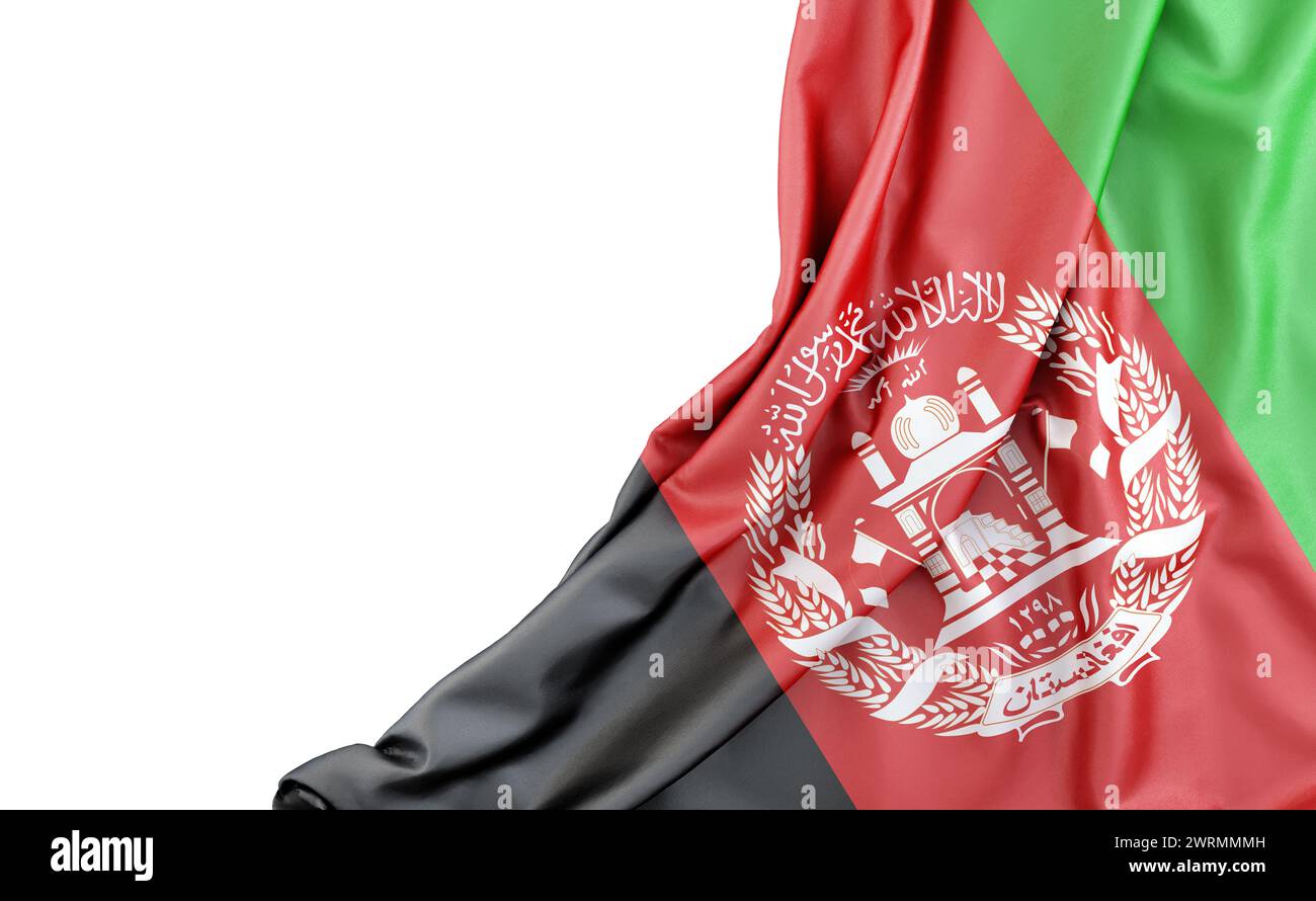 Flagge von Afghanistan mit leerem Platz links. Isoliert. 3D-Rendering Stockfoto