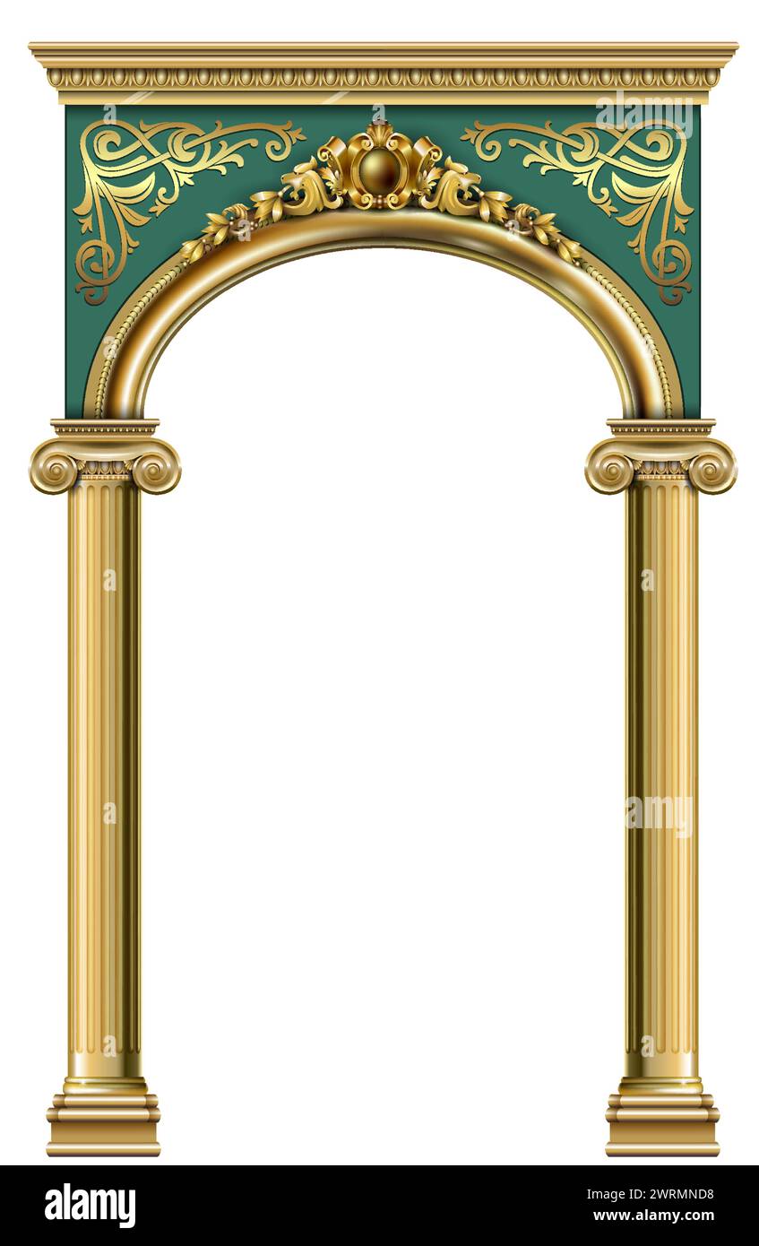 Goldener klassischer Rahmen der barocken Rokoko-Tür Stock Vektor