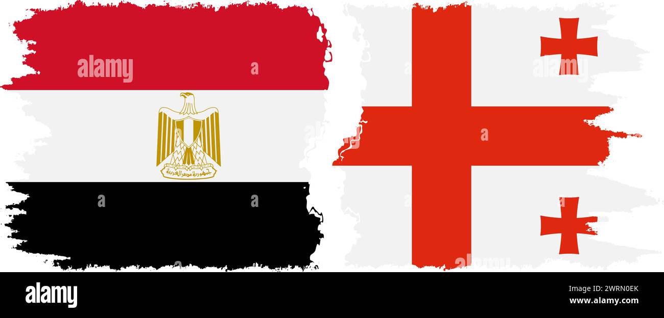 Georgien und Ägypten Grunge Flaggen Verbindung, Vektor Stock Vektor