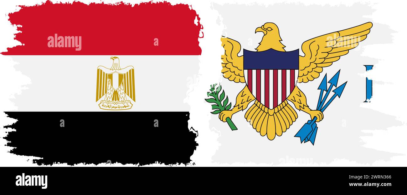 Vereinigte Staaten Jungferninseln und Ägypten Grunge Flaggen Verbindung, Vektor Stock Vektor