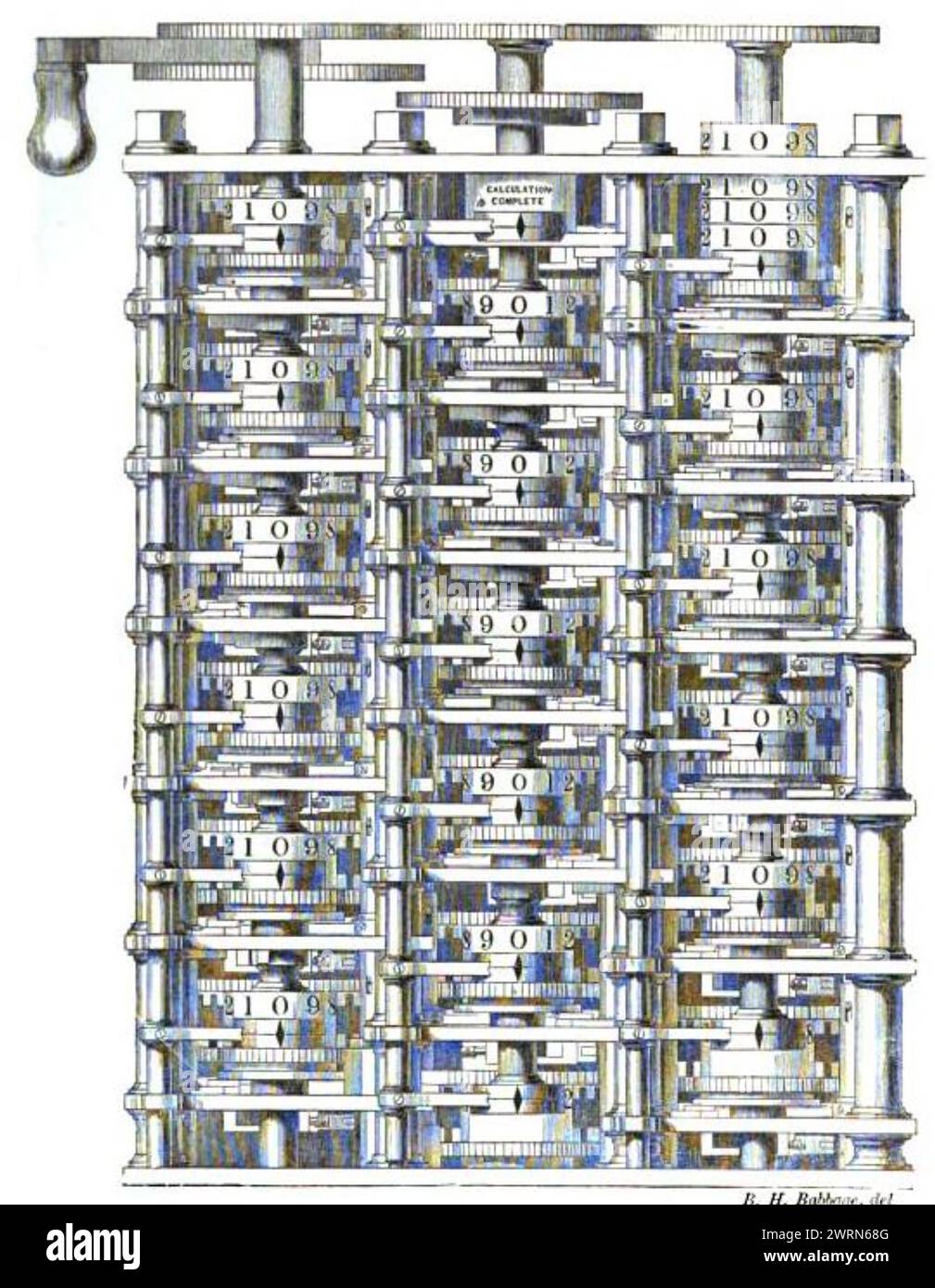 CHARLES BABBAGE (1791–1871) englischer Ingenieur, Mathematiker und Erfinder. Ein Teil seiner Differenzmaschine Nr. 1 aus dem Jahr 1833 Stockfoto