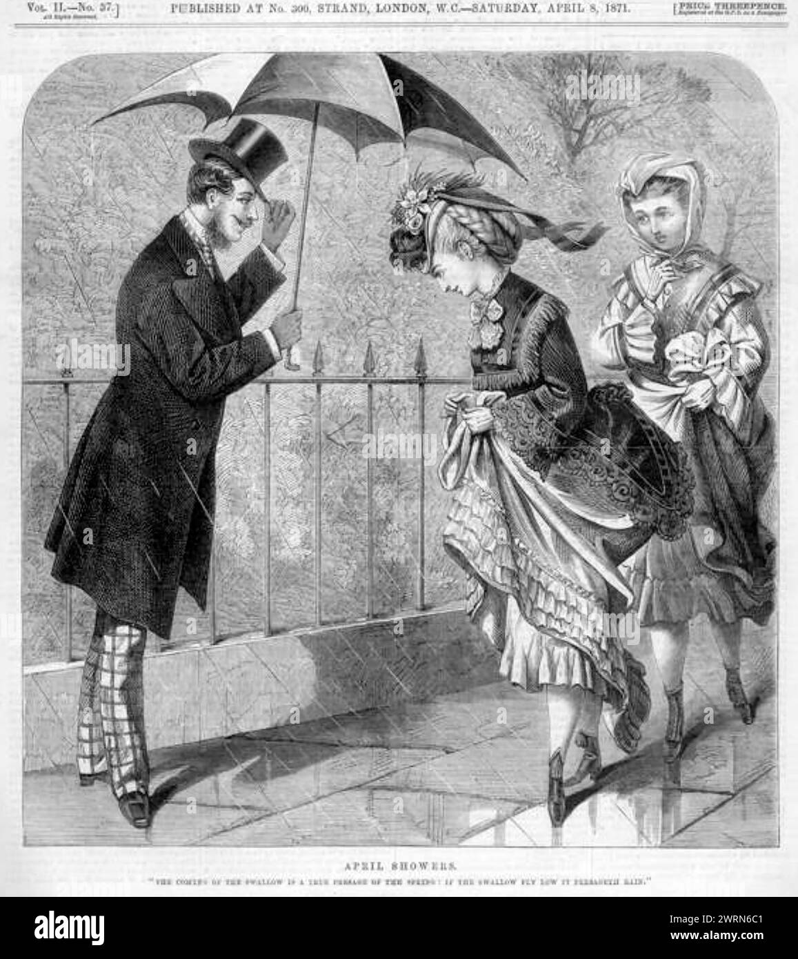 WIE MAN Eine DAME in einem englischen magaΩine aus dem 19. Jahrhundert BEGRÜSST Stockfoto