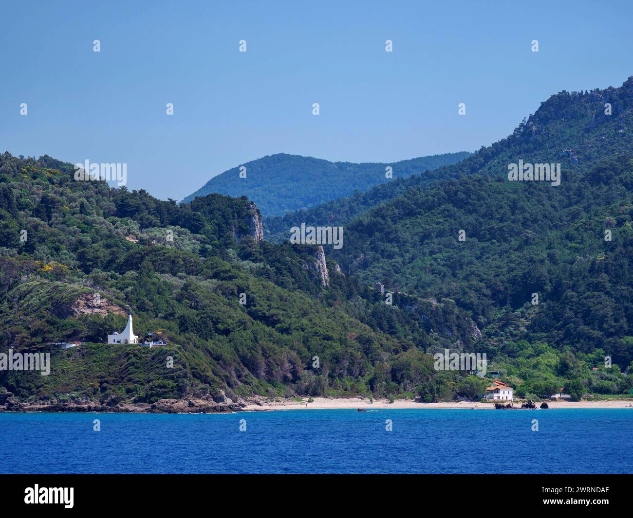 Blick auf die Agios Nikolaos Kapelle, Potami, Karlovasi, Samos Insel, nördliche Ägäis, griechische Inseln, Griechenland, Europa Copyright: KarolxKozlowski 1245-3 Stockfoto