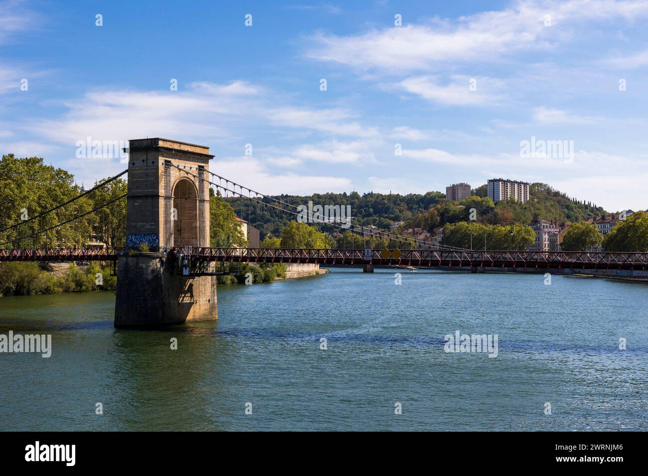 Passerelle Mazaryk et sa Pile centrale traversant la Saône à Lyon Stockfoto