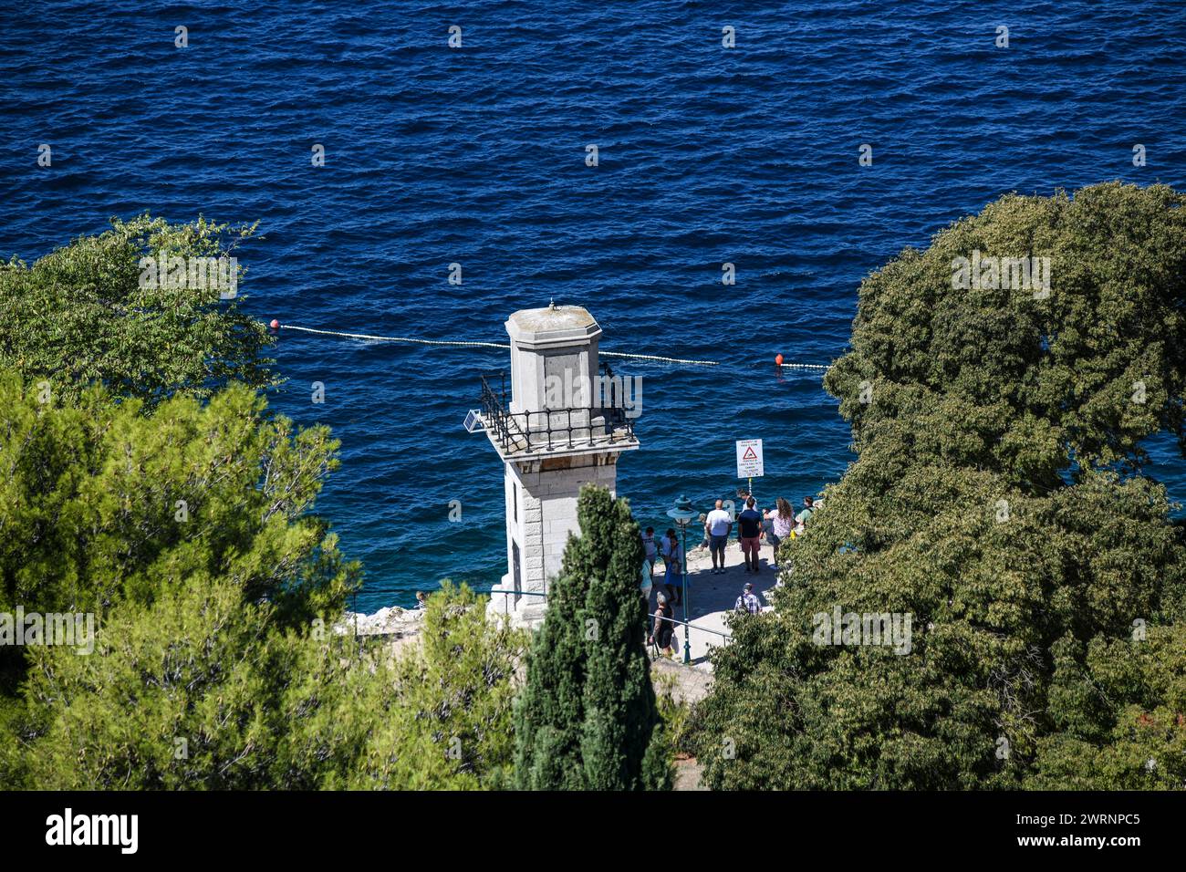 Rovinj: Küste, Blick vom Glockenturm der Kirche St. Euphemia. Kroatien Stockfoto