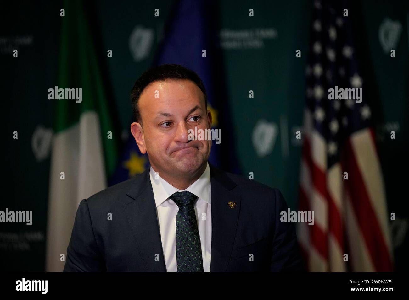 Taoiseach Leo Varadkar spricht während seines Besuchs in den USA zum St. Patrick's Day im Dupont Circle Hotel in Washington, DC. Bilddatum: Mittwoch, 13. März 2024. Stockfoto