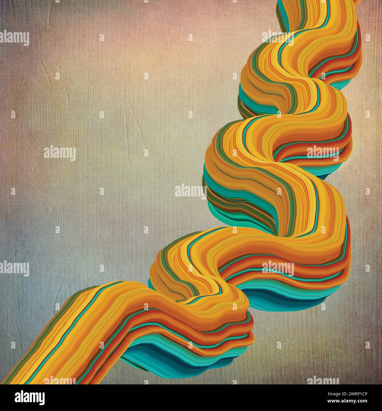 Bunte Spiralmuster und Wellen auf beigem Hintergrund - Illustration Stockfoto