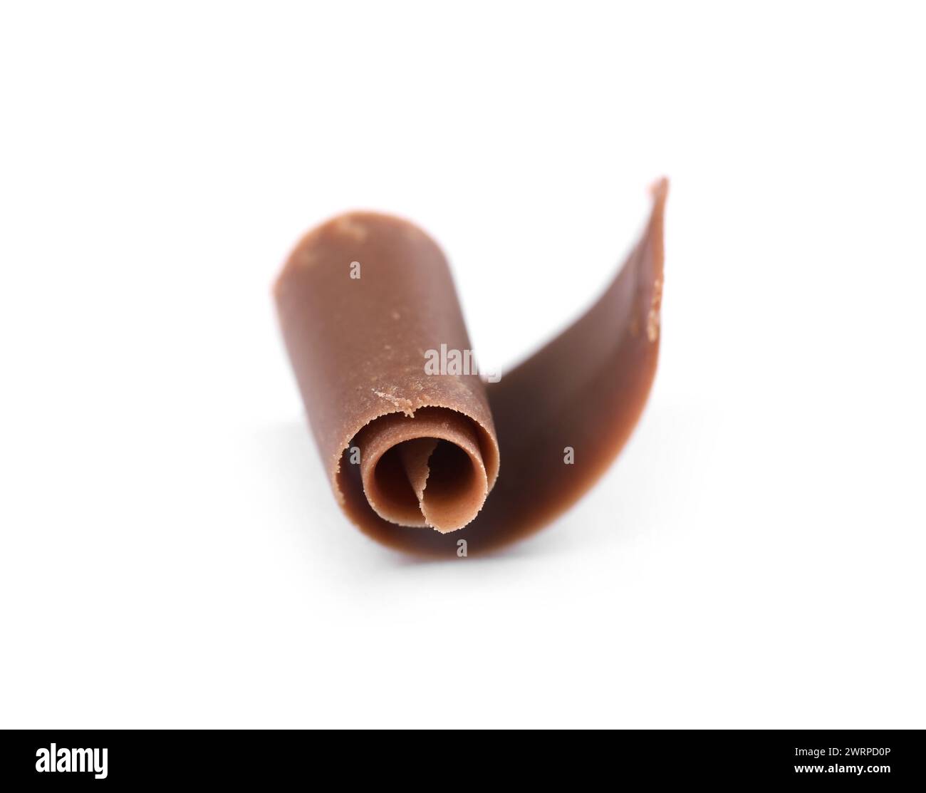 Eine köstliche Schokoladenrasierung isoliert auf weiß Stockfoto