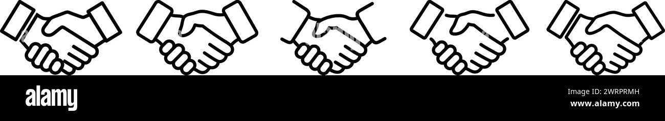 Eine Reihe von Symbolen für einen Handschlag als Konzept von Unterstützung und Vertrauen oder Geschäftspartnerschaft Stock Vektor