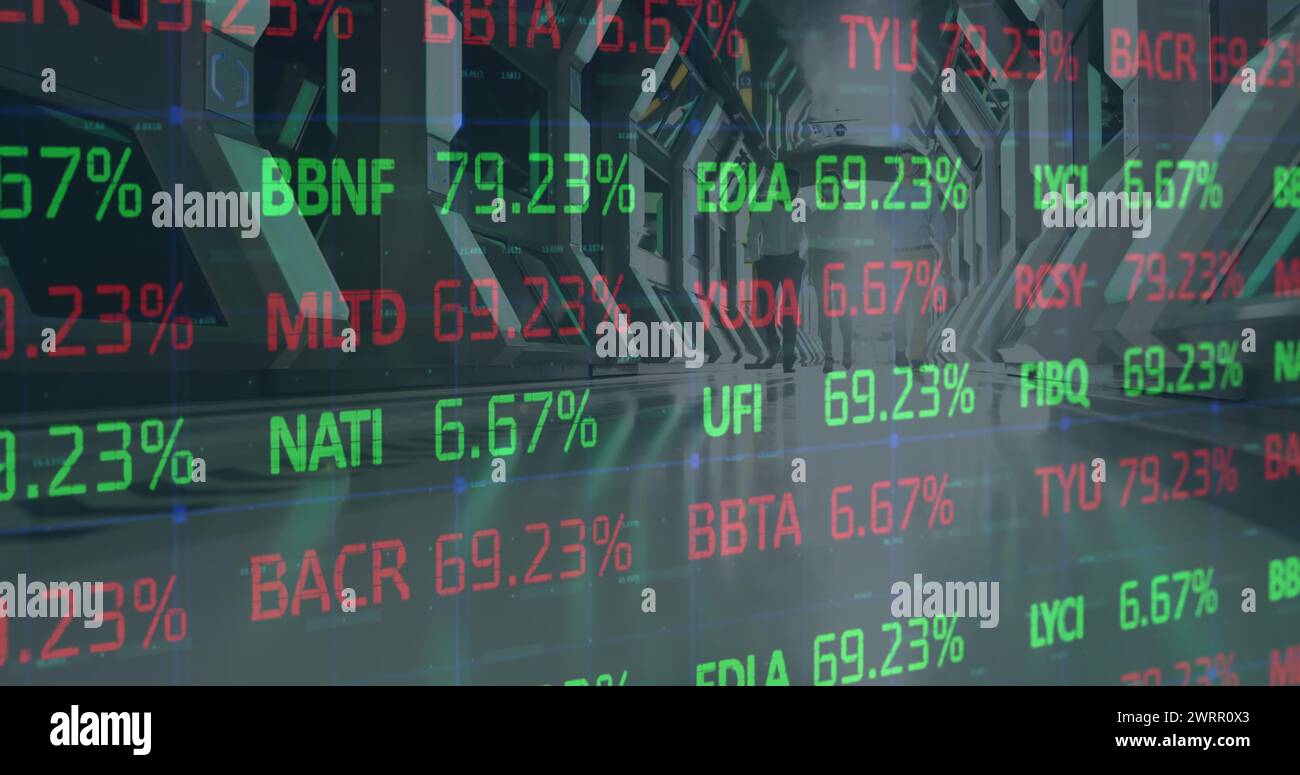 Bild der Verarbeitung von Finanzdaten gegenüber Geschäftsleuten Stockfoto