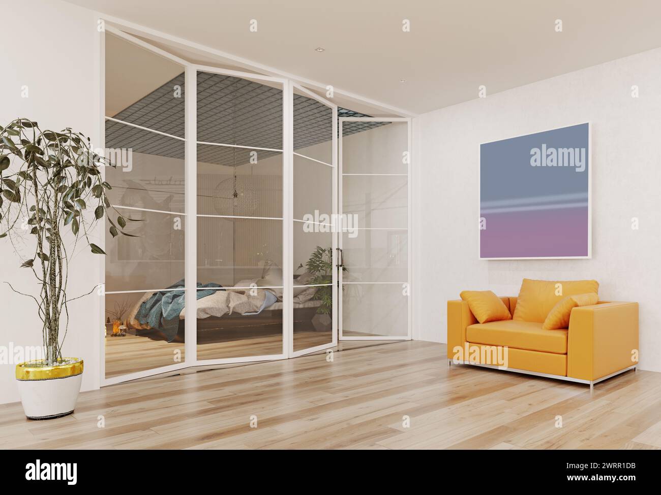 Modernes Apartment Interieur. 3D-rendering Design Konzept Stockfoto