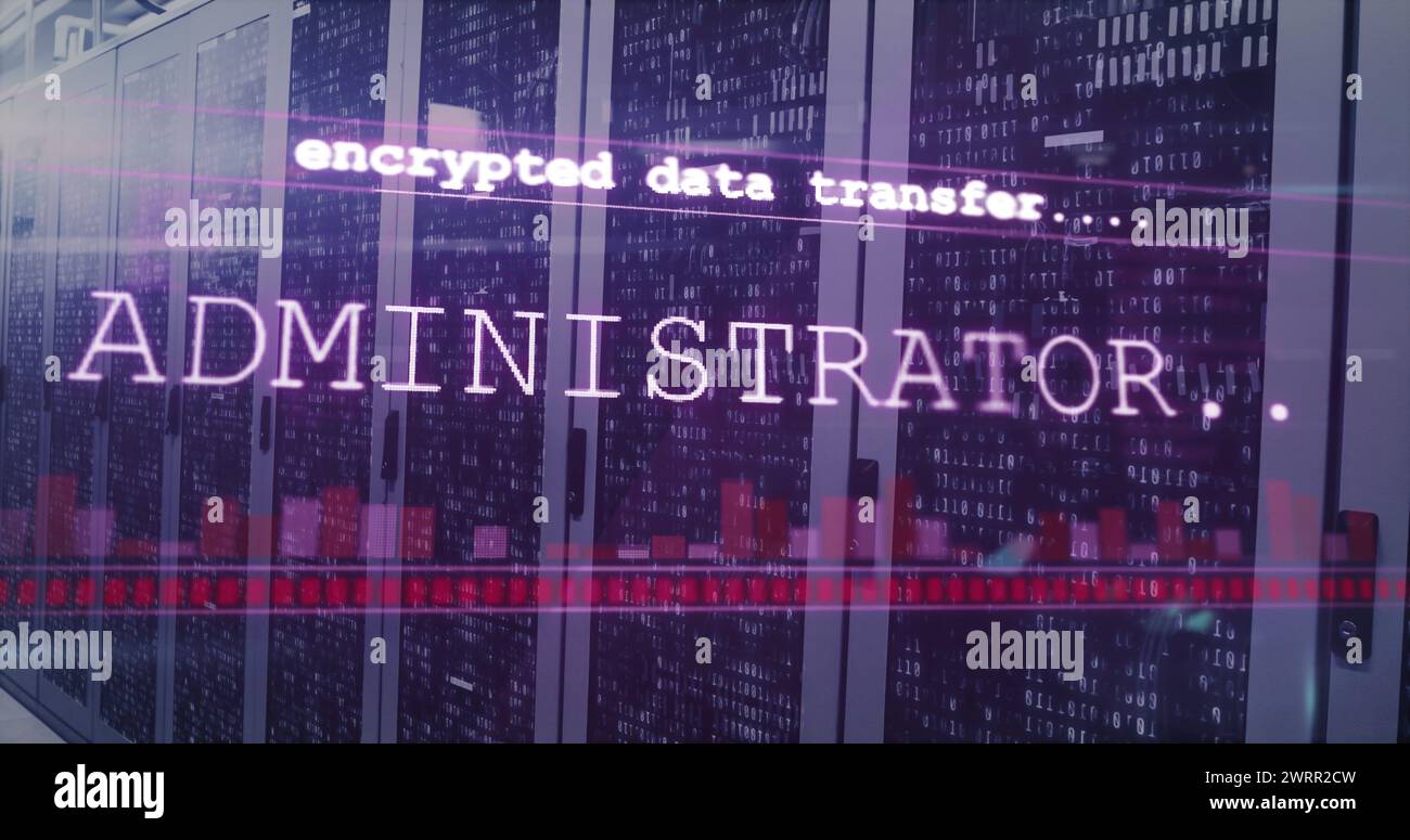 Bild der Datenverarbeitung über dem Serverraum Stockfoto