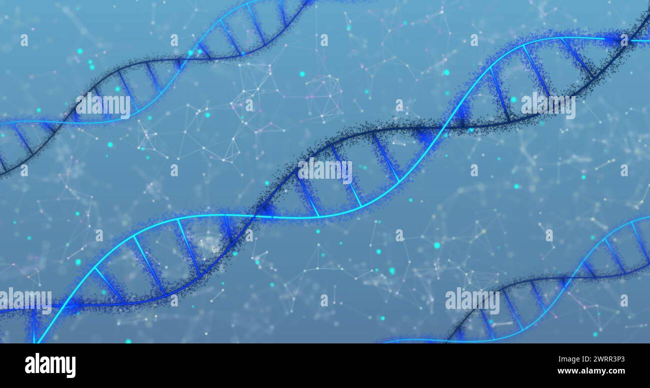 Bild von Molekülen über dna-Strang Stockfoto