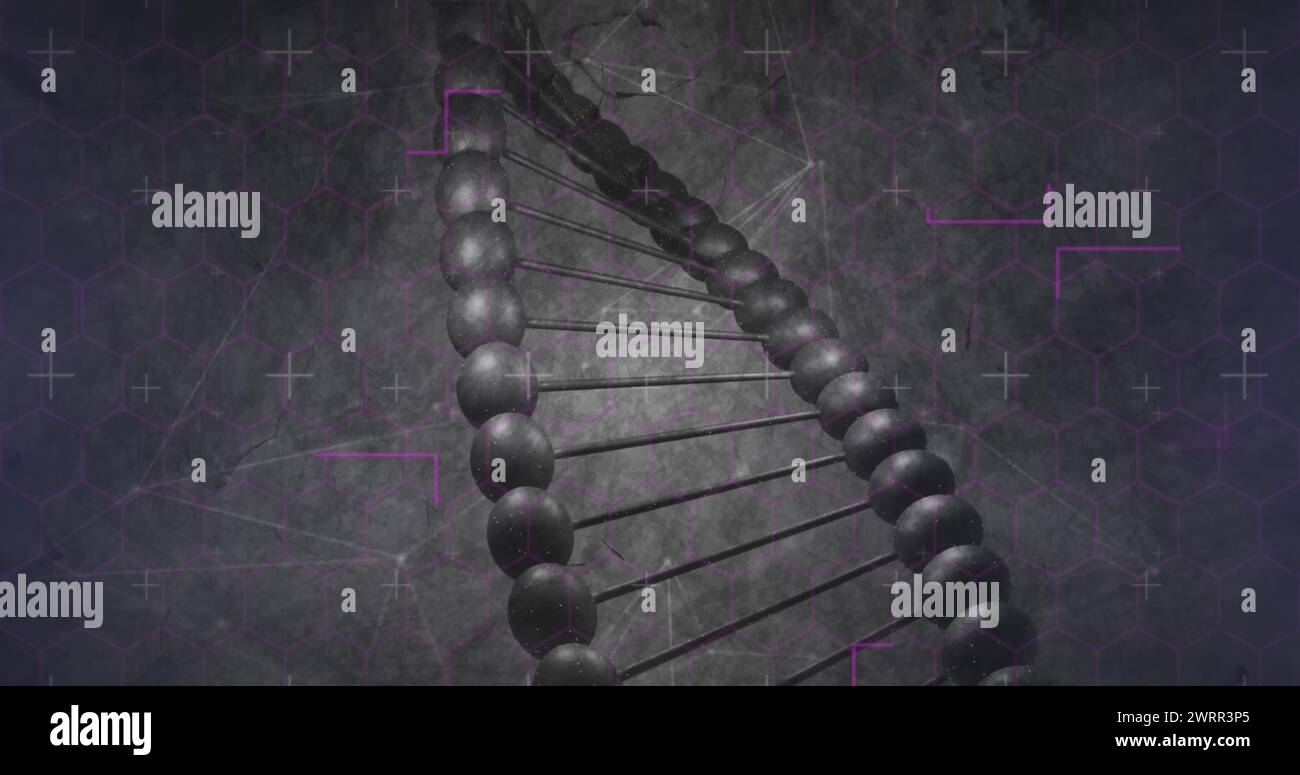 Bild der Formen über dem dna-Strang Stockfoto