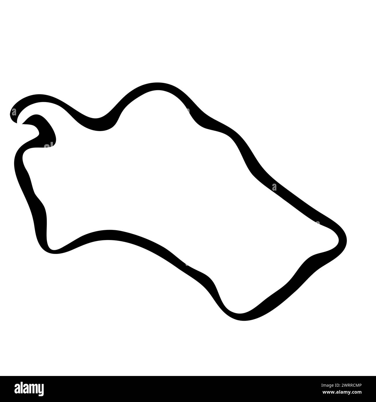 Vereinfachte Karte für Turkmenistan. Schwarze Tinte glatte Kontur auf weißem Hintergrund. Einfaches Vektorsymbol Stock Vektor