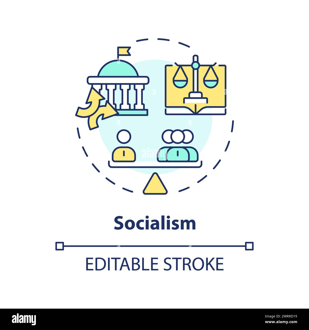 Multicolor-Konzeptsymbol für Sozialismus-Ideologie Stock Vektor