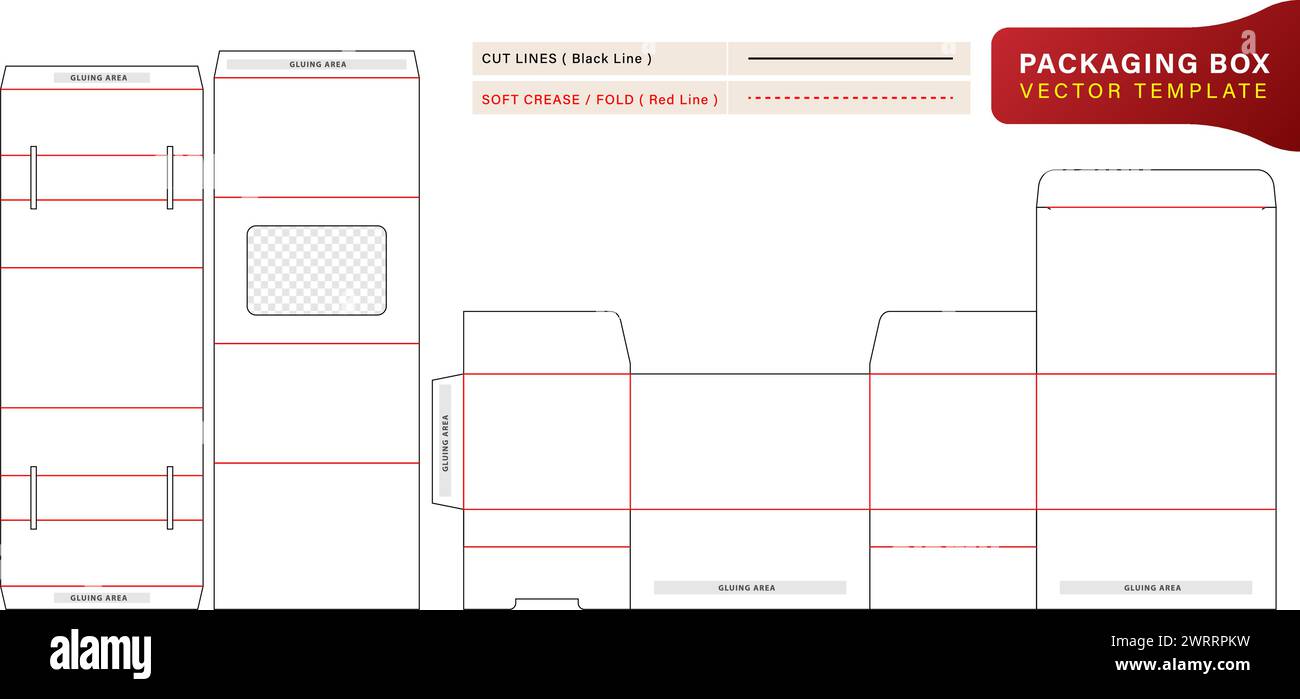 Vektor-Illustration Produktbox Verpackung Stanzvorlage Designs Bündel für Paket Uhr, Verpackung Marke, Produktfach einzigartige Designs Stock Vektor