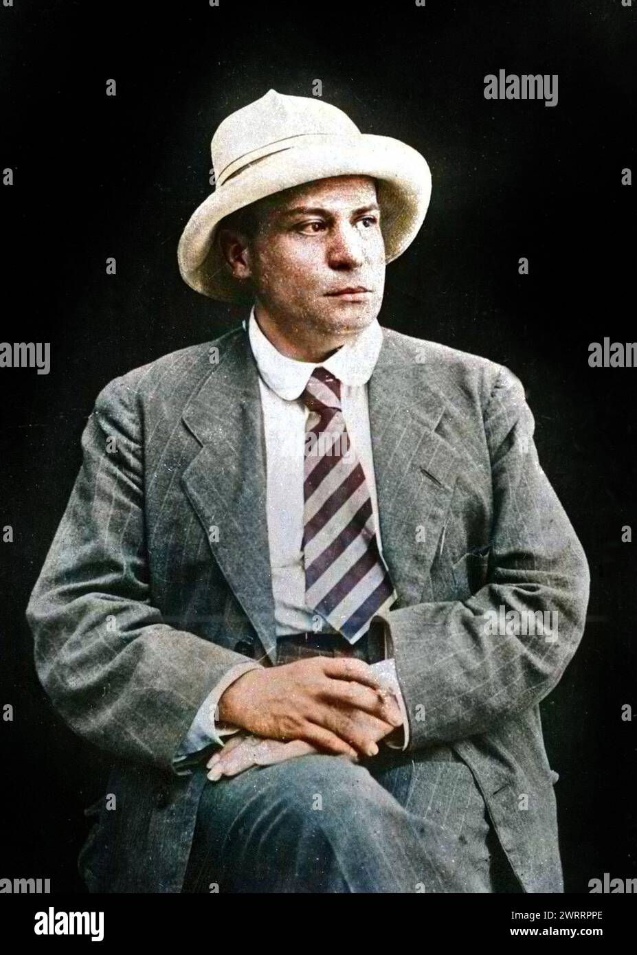 Valery Larbaud in Spanien um 1910 - spätere Färbung. Stockfoto