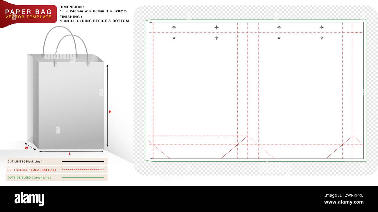 Vektor-Illustration von ausgestanzten Papiertüten für Produktfächer einzigartige Designs, minimalistischer konzeptioneller Pakethalter, Pakettaschen, Briefpapier Stock Vektor