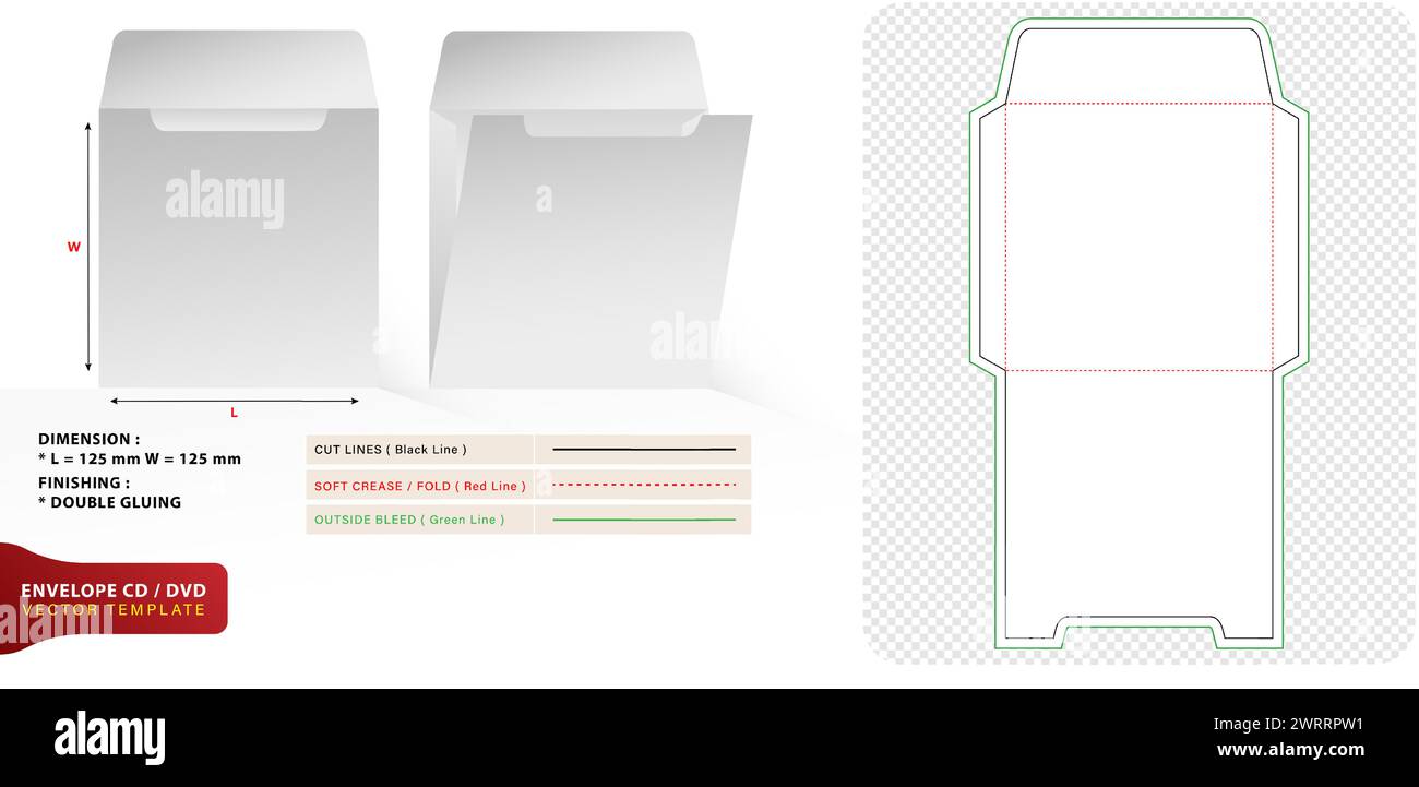 Vektor-Illustration eine Umschlagverpackung Stanzvorlage 3D-Modell für Produktfächer einzigartige Designs, minimalistisches Konzeptpaket Stock Vektor