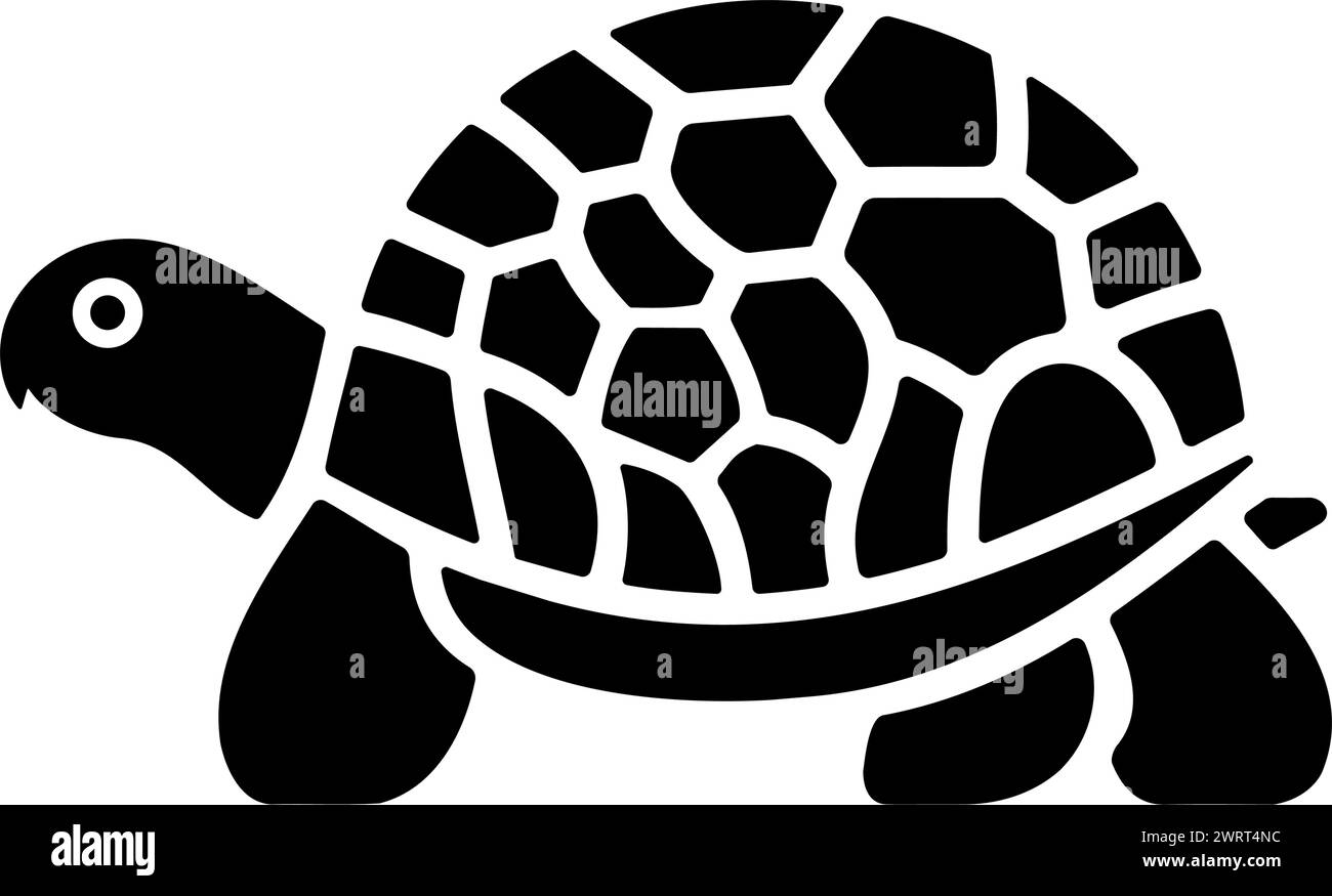 Schildkröte-Walking-Silhouette. Illustration des flachen Vektors Stock Vektor