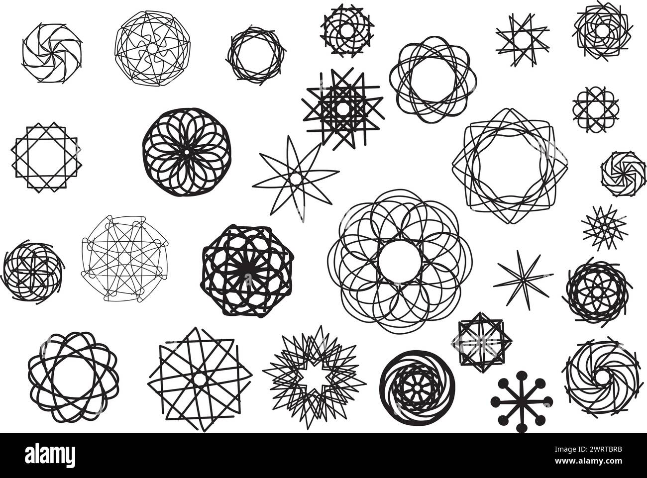 Abstrakte Grafische Elemente . Scribble Vector Set aus geometrischem Scribble zum Erstellen von Mustern, Einladungen, Postern, Karten, Social Media Posts und Stori Stock Vektor