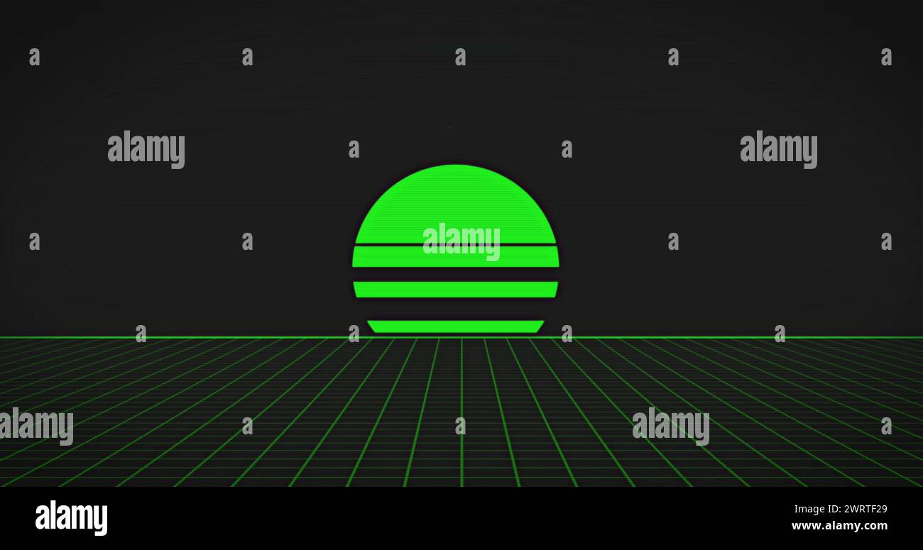 Bild: Massiver Verkaufstext über Quadraten und Retro-Gitterhintergrund Stockfoto