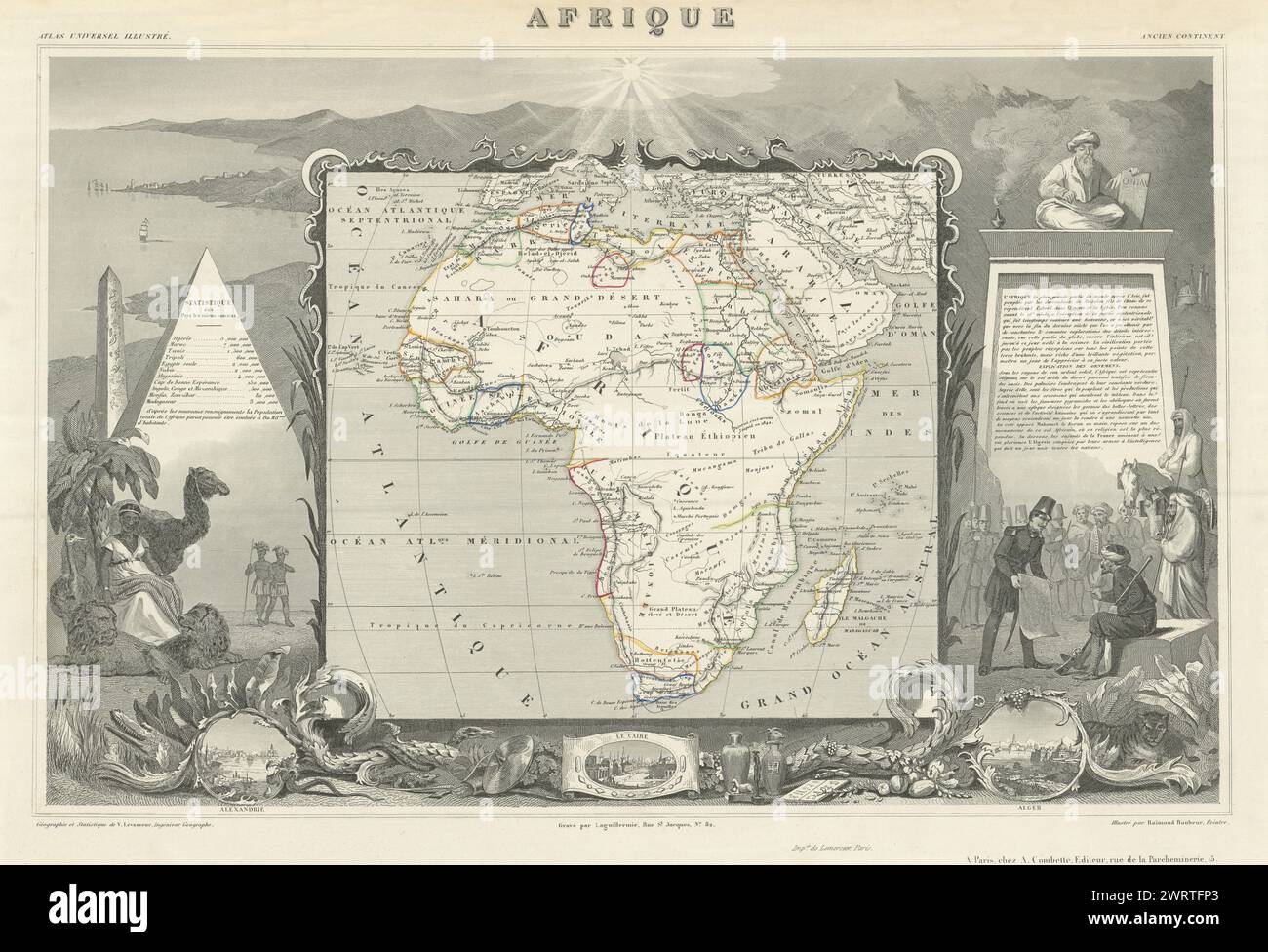 AFRIQUE. Afrika. Dekorative antike Karte/Karte von Victor LEVASSEUR 1856 Jahre Stockfoto