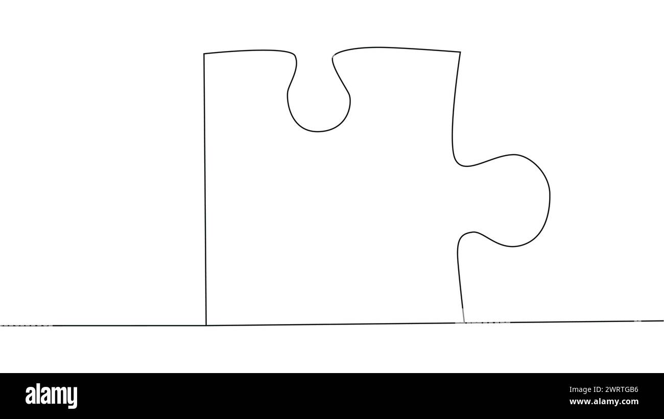 Eine Linie verbindet Puzzleteile in einer durchgehenden Linie. Puzzle-Element Stock Vektor