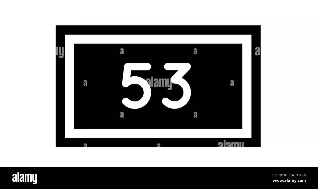 Digitales Bild von steigenden Zahlen in einem schwarzen Kasten auf weißem Hintergrund 4K Stockfoto