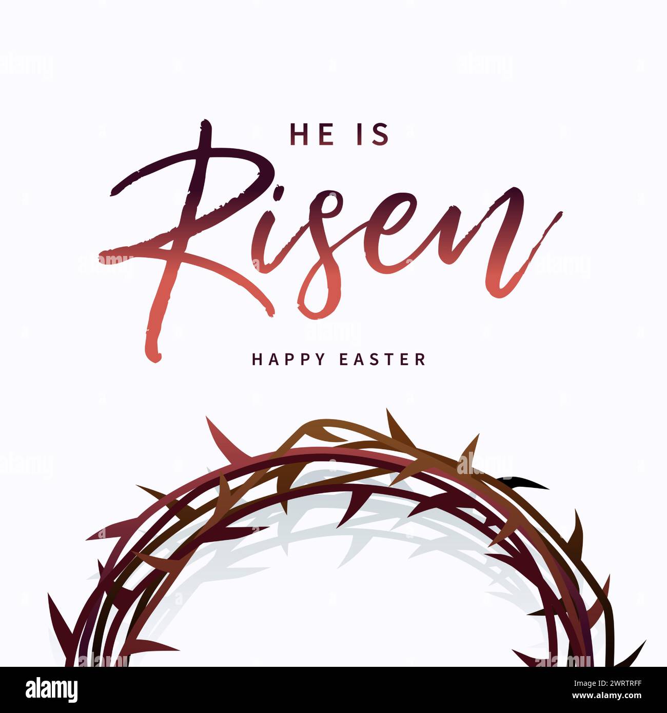 Er ist auferstanden, fröhliche Osterfahne mit Dornenkrone. Kirchengottesdienst Ostersonntag Flyer Design. Vektorabbildung Stock Vektor