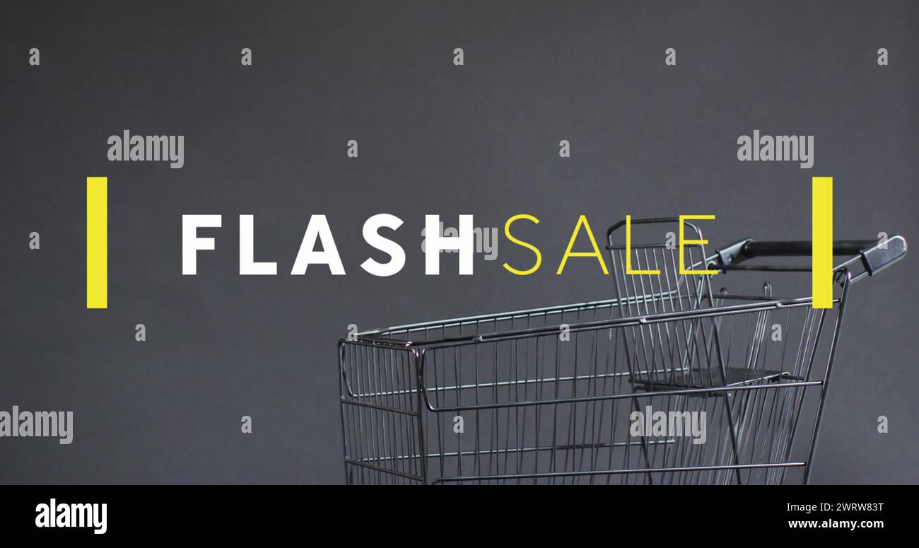 Abbildung: Flash-Verkaufstext über dem Einkaufswagen Stockfoto