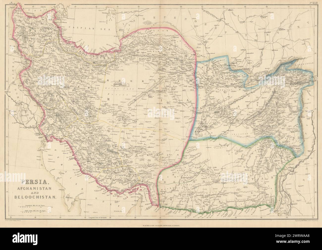 Persien, Afghanistan Und Beloochistan. Iran Pakistan. SW-Asien. WELLER 1860 Karte Stockfoto