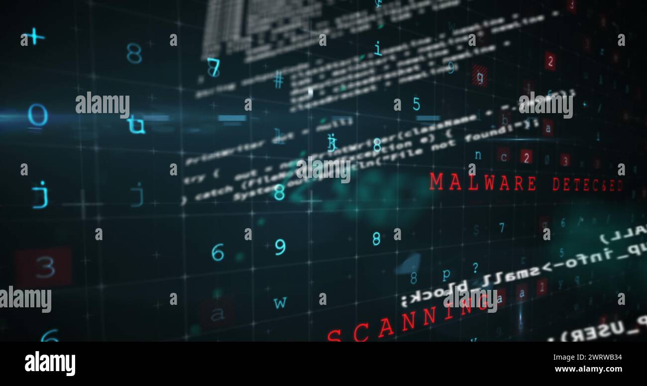 Bild von Cyberkriminalität, Firewall auf schwarzem Hintergrund Stockfoto