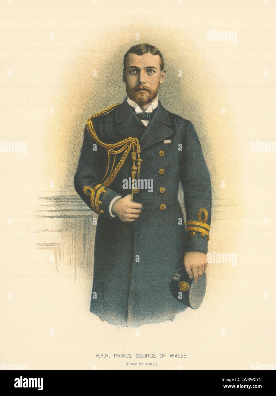 H.R.H. Prince George of Wales (Duke of York) von W. C. Symons. Royal Navy 1893 Stockfoto