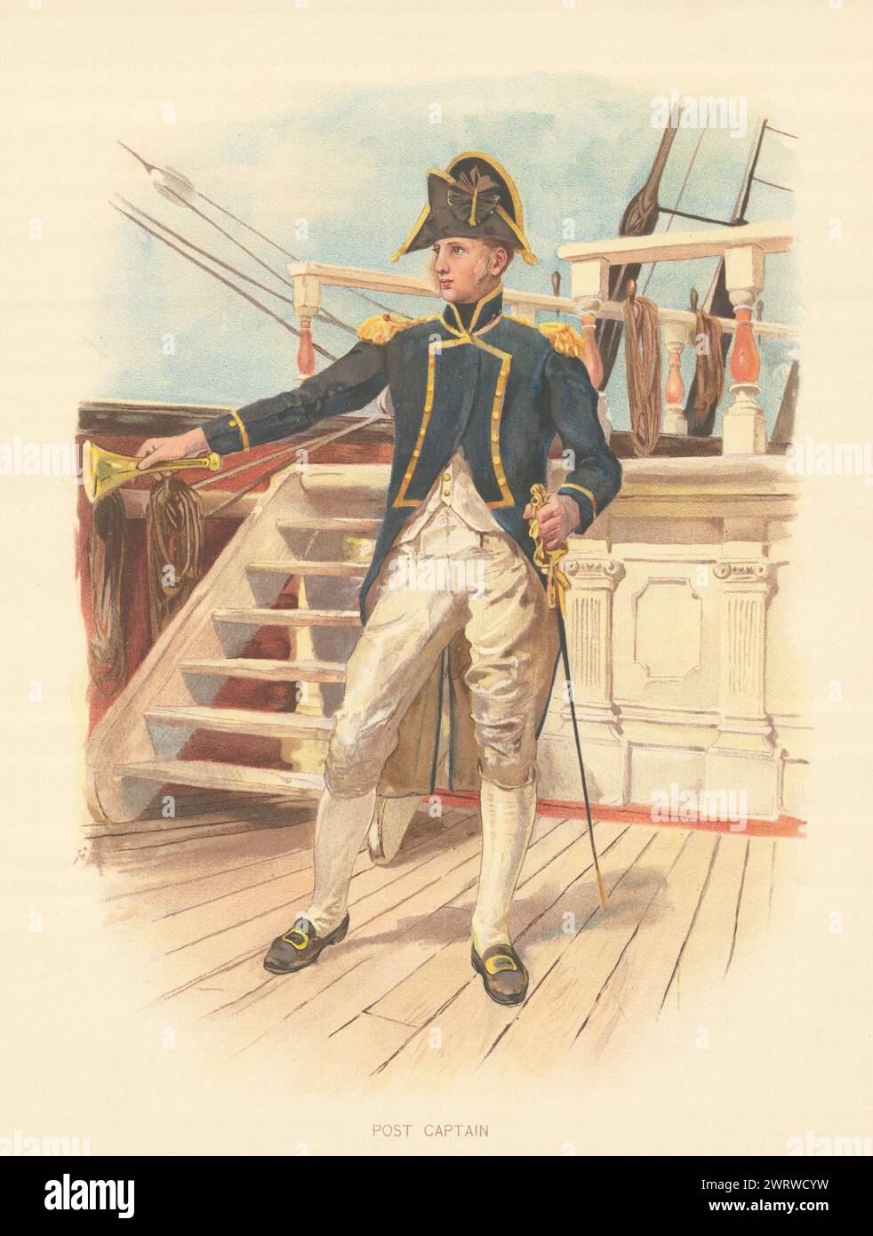 Post-Captain (18. Jahrhundert) von W. C. Symons. Royal Navy 1893 altes Antikmuster Stockfoto