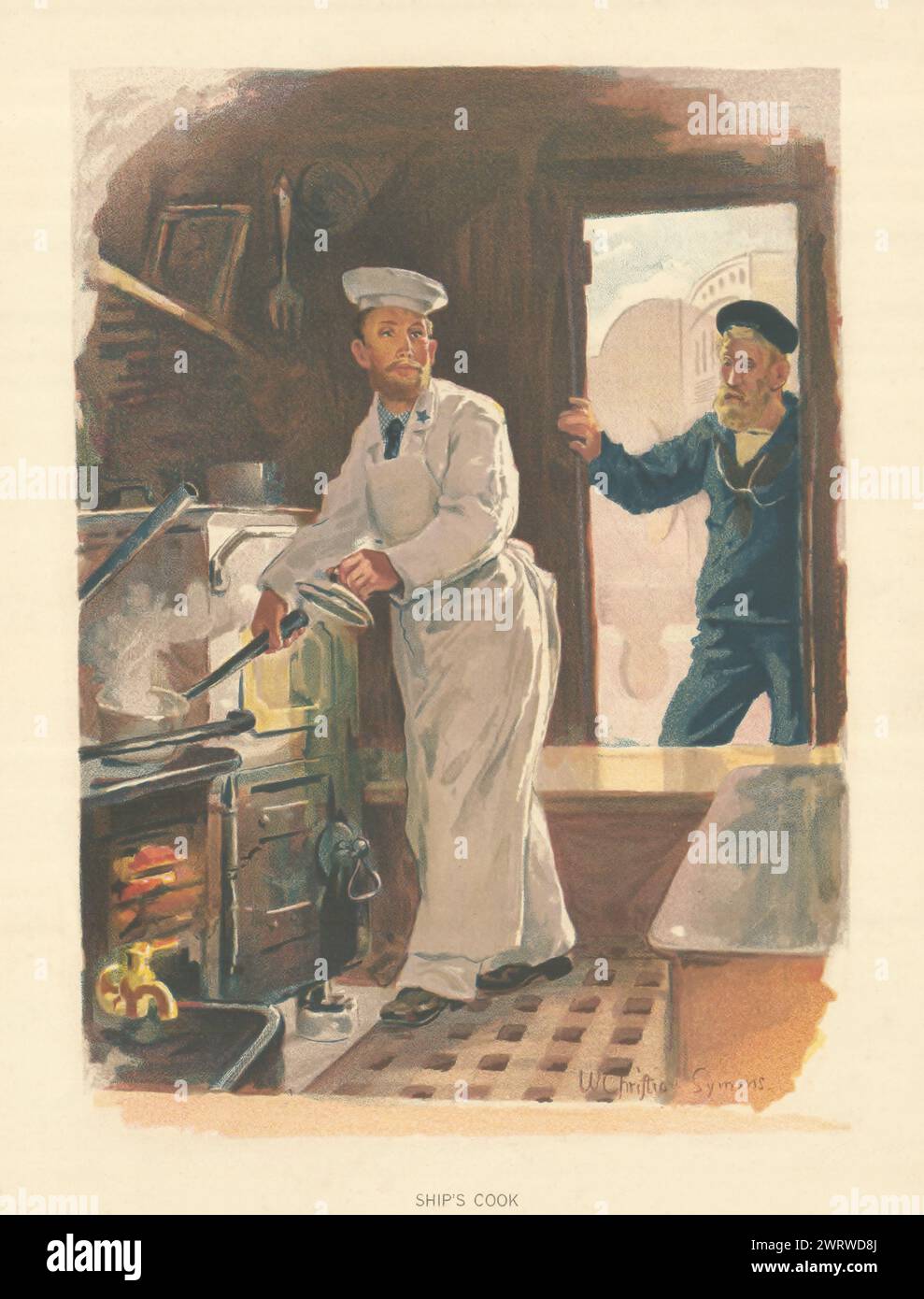 Ship's Cook von W.C. Symons. Royal Navy 1893 altes altes altes Vintage-Druckbild Stockfoto