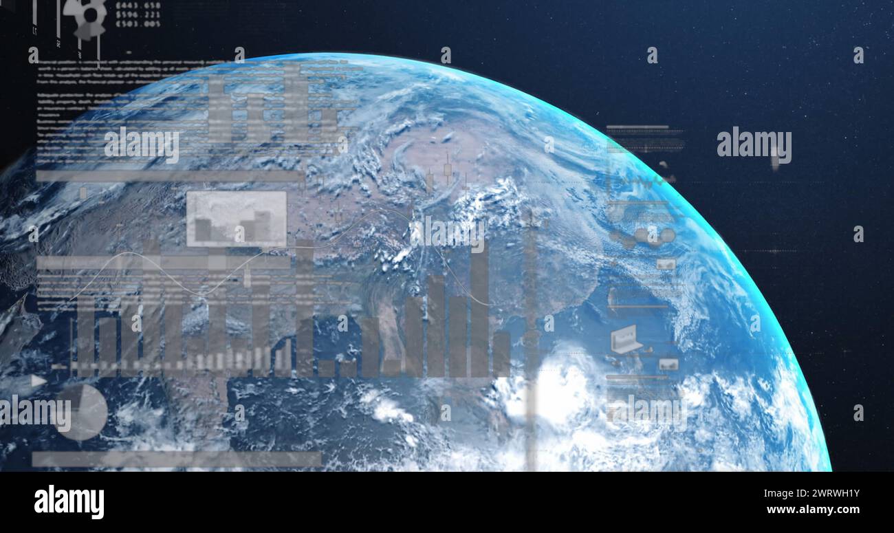 Bild von Statistiken und der Verarbeitung von Finanzdaten auf der ganzen Welt Stockfoto