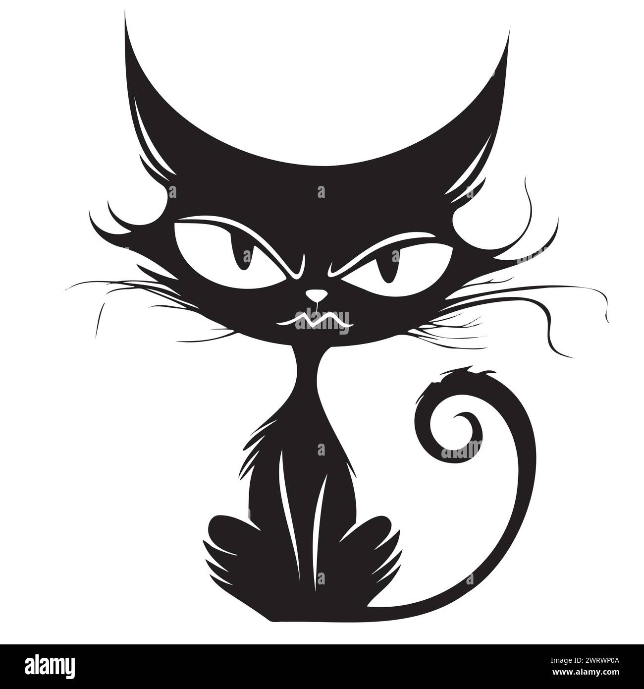 Schwarz-weiß-Zeichnung einer Katze Stock Vektor